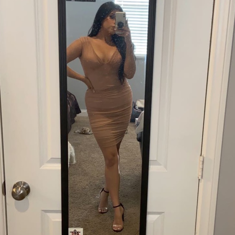 Plunge Neck MIDI Dress